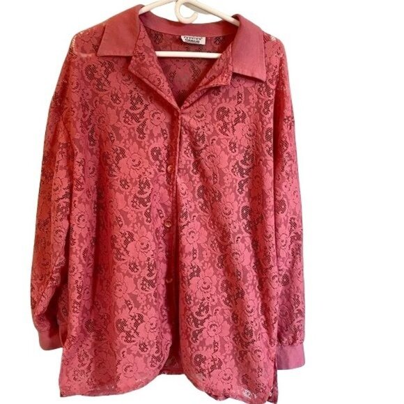 Fashion Formulas Pink Lace Button Up Women’s Top Plus Size 3X - Picture 4 of 8